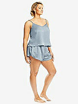 Side View Thumbnail - Mist Whisper Satin Lounge Shorts with Pockets
