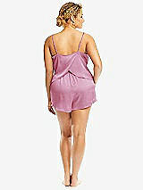 Alt View 2 Thumbnail - Powder Pink Whisper Satin Lounge Shorts with Pockets