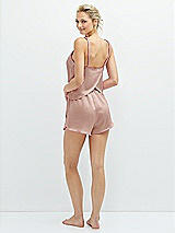 Rear View Thumbnail - Toasted Sugar Whisper Satin Lounge Shorts with Pockets