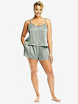 Alt View 1 Thumbnail - Willow Green Whisper Satin Lounge Shorts with Pockets