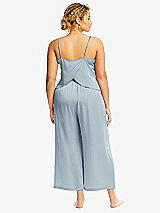 Alt View 3 Thumbnail - Mist Whisper Satin Wide-Leg Lounge Pants with Pockets