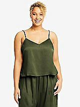 Alt View 1 Thumbnail - Olive Green Split Back Whisper Satin Cami Top