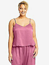 Alt View 1 Thumbnail - Orchid Pink Split Back Whisper Satin Cami Top