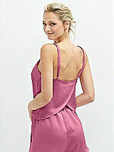 Rear View Thumbnail - Orchid Pink Split Back Whisper Satin Cami Top