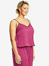 Side View Thumbnail - Tea Rose Split Back Whisper Satin Cami Top