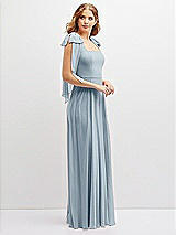 Side View Thumbnail - Mist Bow Shoulder Square Neck Chiffon Maxi Dress