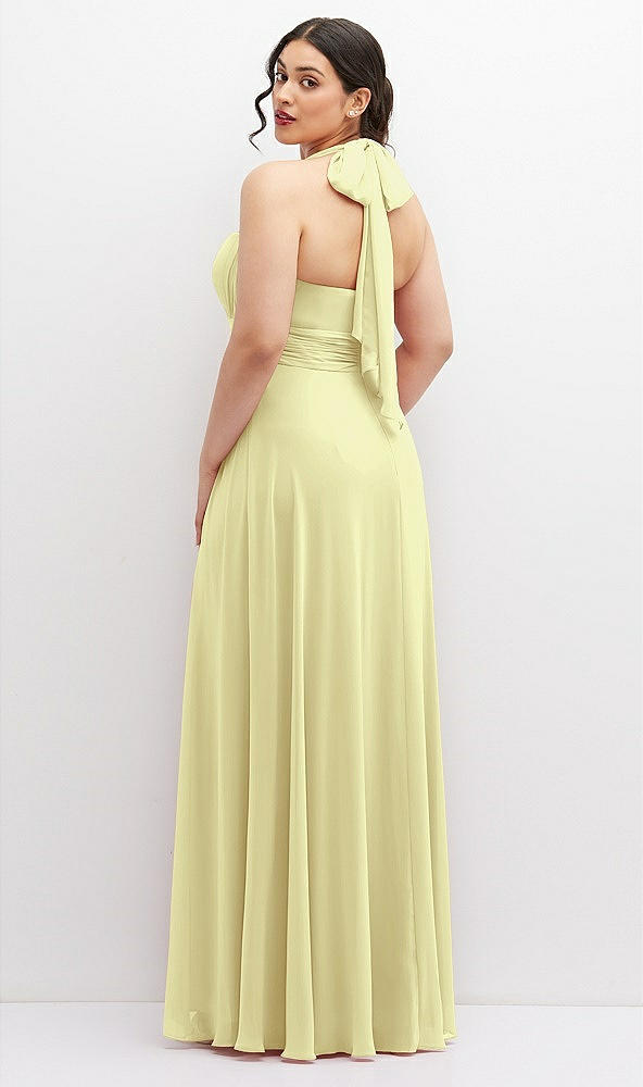 Back View - Butter Yellow Chiffon Convertible Maxi Dress with Multi-Way Tie Straps