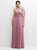 Alt View 1 Thumbnail - Dusty Pink Chiffon Convertible Maxi Dress with Multi-Way Tie Straps