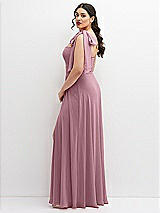 Alt View 2 Thumbnail - Dusty Pink Chiffon Convertible Maxi Dress with Multi-Way Tie Straps