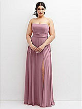 Alt View 4 Thumbnail - Dusty Pink Chiffon Convertible Maxi Dress with Multi-Way Tie Straps