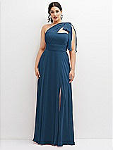 Alt View 1 Thumbnail - Dusk Blue Chiffon Convertible Maxi Dress with Multi-Way Tie Straps