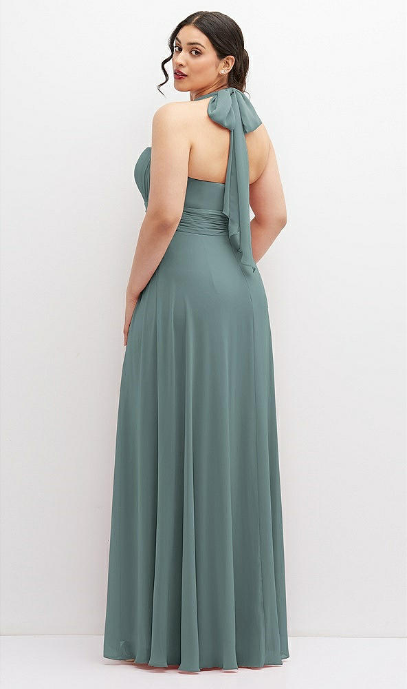 Back View - Icelandic Chiffon Convertible Maxi Dress with Multi-Way Tie Straps