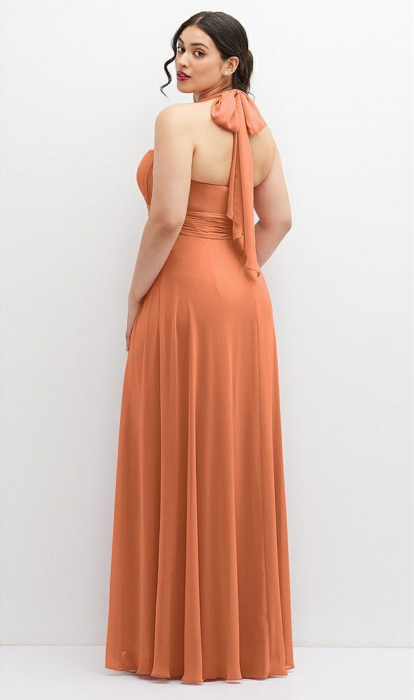 Back View - Sweet Melon Chiffon Convertible Maxi Dress with Multi-Way Tie Straps