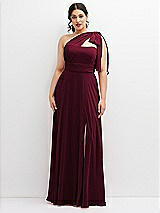 Alt View 1 Thumbnail - Cabernet Chiffon Convertible Maxi Dress with Multi-Way Tie Straps