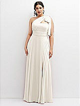 Alt View 1 Thumbnail - Ivory Chiffon Convertible Maxi Dress with Multi-Way Tie Straps