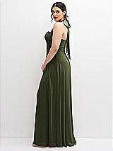 Side View Thumbnail - Olive Green Chiffon Convertible Maxi Dress with Multi-Way Tie Straps