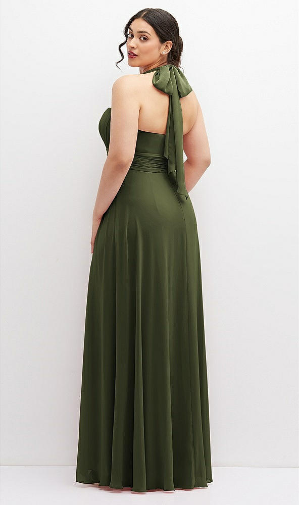 Back View - Olive Green Chiffon Convertible Maxi Dress with Multi-Way Tie Straps
