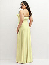 Rear View Thumbnail - Butter Yellow Tiered Ruffle Neck Strapless Maxi Dress with Front Slit