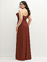 Rear View Thumbnail - Auburn Moon Tiered Ruffle Neck Strapless Maxi Dress with Front Slit