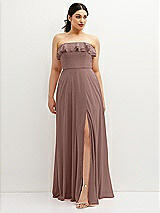 Front View Thumbnail - Sienna Tiered Ruffle Neck Strapless Maxi Dress with Front Slit
