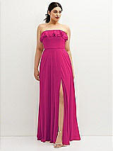 Front View Thumbnail - Think Pink Tiered Ruffle Neck Strapless Maxi Dress with Front Slit