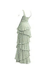 Rear View Thumbnail - Vintage Primrose Sage Asymmetrical Tiered Ruffle Chiffon Maxi Dress with Square Neckline