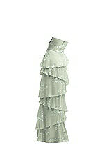 Rear View Thumbnail - Vintage Primrose Sage Strapless Asymmetrical Tiered Ruffle Chiffon Maxi Dress