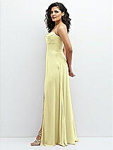 Alt View 2 Thumbnail - Butter Yellow Chiffon Corset Maxi Dress with Removable Off-the-Shoulder Swags