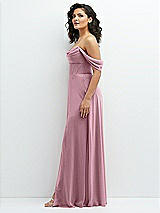 Side View Thumbnail - Dusty Pink Chiffon Corset Maxi Dress with Removable Off-the-Shoulder Swags