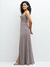 Alt View 2 Thumbnail - Cashmere Gray Chiffon Corset Maxi Dress with Removable Off-the-Shoulder Swags