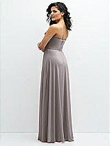 Alt View 3 Thumbnail - Cashmere Gray Chiffon Corset Maxi Dress with Removable Off-the-Shoulder Swags