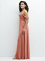 Side View Thumbnail - Desert Rose Chiffon Corset Maxi Dress with Removable Off-the-Shoulder Swags