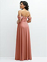Rear View Thumbnail - Desert Rose Chiffon Corset Maxi Dress with Removable Off-the-Shoulder Swags
