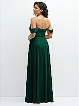 Rear View Thumbnail - Hunter Green Chiffon Corset Maxi Dress with Removable Off-the-Shoulder Swags
