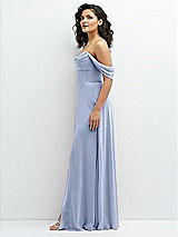 Side View Thumbnail - Sky Blue Chiffon Corset Maxi Dress with Removable Off-the-Shoulder Swags