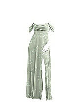 Front View Thumbnail - Vintage Primrose Sage Chiffon Corset Maxi Dress with Removable Off-the-Shoulder Swags