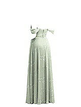 Rear View Thumbnail - Vintage Primrose Sage Chiffon Corset Maxi Dress with Removable Off-the-Shoulder Swags