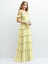 Alt View 2 Thumbnail - Butter Yellow Tiered Chiffon Maxi A-line Dress with Convertible Ruffle Straps