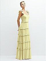 Side View Thumbnail - Butter Yellow Tiered Chiffon Maxi A-line Dress with Convertible Ruffle Straps