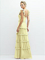 Rear View Thumbnail - Butter Yellow Tiered Chiffon Maxi A-line Dress with Convertible Ruffle Straps