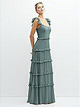 Side View Thumbnail - Icelandic Tiered Chiffon Maxi A-line Dress with Convertible Ruffle Straps