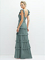 Rear View Thumbnail - Icelandic Tiered Chiffon Maxi A-line Dress with Convertible Ruffle Straps