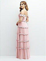 Alt View 3 Thumbnail - Ballet Pink Tiered Chiffon Maxi A-line Dress with Convertible Ruffle Straps