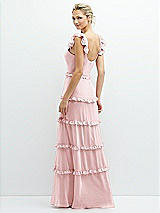 Rear View Thumbnail - Ballet Pink Tiered Chiffon Maxi A-line Dress with Convertible Ruffle Straps