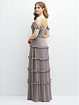 Alt View 3 Thumbnail - Cashmere Gray Tiered Chiffon Maxi A-line Dress with Convertible Ruffle Straps