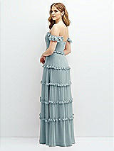 Alt View 3 Thumbnail - Morning Sky Tiered Chiffon Maxi A-line Dress with Convertible Ruffle Straps