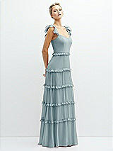 Side View Thumbnail - Morning Sky Tiered Chiffon Maxi A-line Dress with Convertible Ruffle Straps