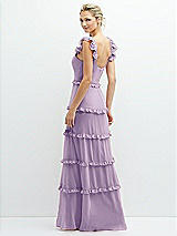Rear View Thumbnail - Pale Purple Tiered Chiffon Maxi A-line Dress with Convertible Ruffle Straps