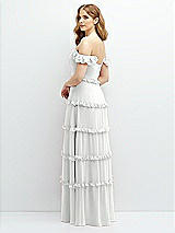 Alt View 3 Thumbnail - White Tiered Chiffon Maxi A-line Dress with Convertible Ruffle Straps