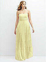 Front View Thumbnail - Butter Yellow Modern Regency Chiffon Tiered Maxi Dress with Tie-Back